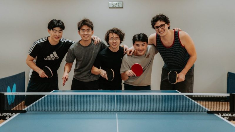 Student table tennis players in a group photo